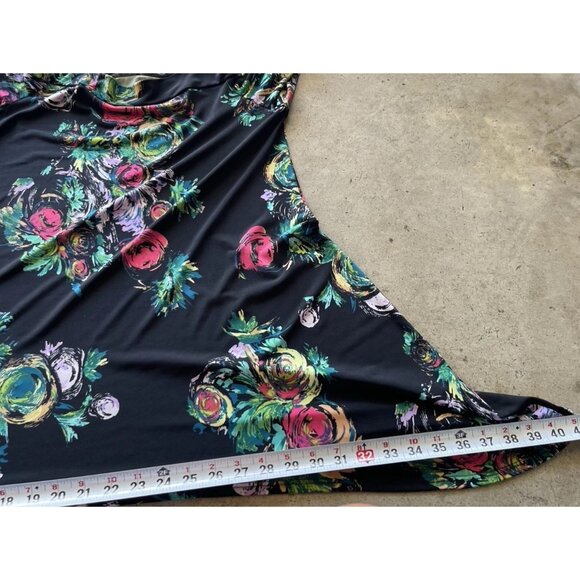 Clara Sun Woo Woman’s Large Flower Rose Print Tunic Top 3/4 Sleeve Sz M USA Made - Picture 8 of 13